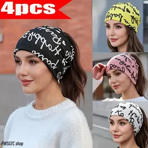 2026 New Arrival Women's 4-Pack Brimless Skullcap Beanies, Autumn Winter Warm Stretch Elastic Fabric, Lightweight Multi-Functional Chemo Caps with Neck Cover for Daily Warmth