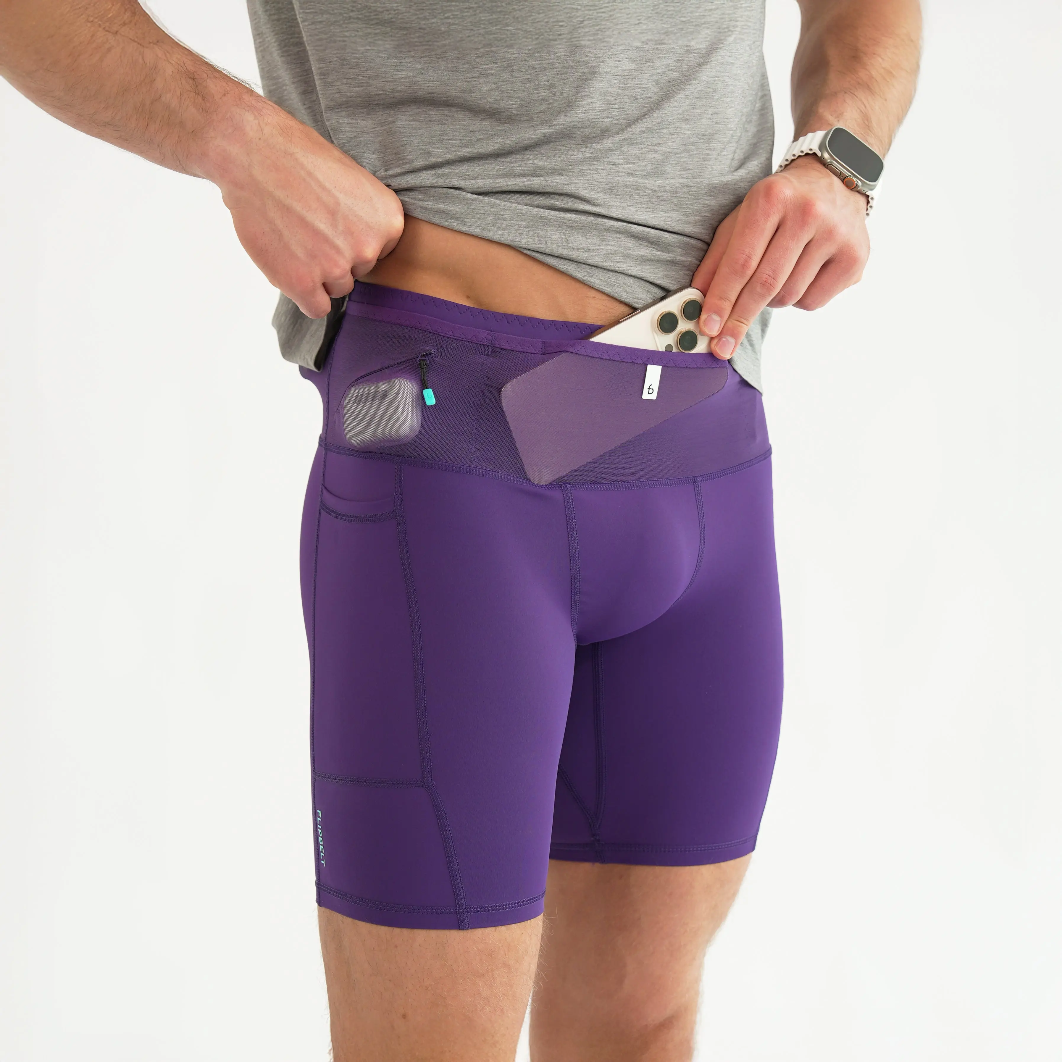 Men's Compression Short built in running belt Men's Compression Short built in running belt
