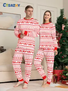 Women's Casual Christmas Pajama Set, Long Sleeve Floral Print Top & Pants, Comfortable 2-Piece Sleepwear for Fall Winter