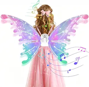 Electric Fairy Wings, Light Up Moving Butterfly Wings with LED Lights and Music, Toy for Halloween Valentine Birthday Christmas Party Costume Princess Cosplay Dress Up Gift,Children's Day gifts
