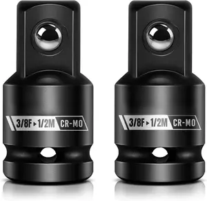 2 count 3/8" to 1/2" Impact Socket Adapter Set, 3/8" Drive Impact Driver Conversions for Impact Wrench, Breaker Bar, Ratchet Drive, Chrome Molybdenum Alloy Steel