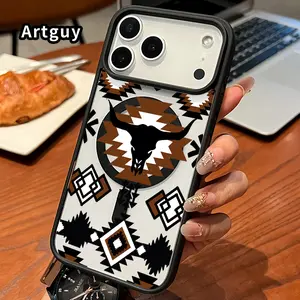 Magnetic Phone Case for iPhone 17 Pro Max Air 16 15 14 Plus 16E 13 12 11 X XS XR mini Aztec Inspired Pattern Pattern TPU Shockproof Anti-Scratch Stylish Smartphone Cover