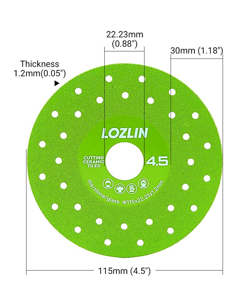 LOZLIN 3PCS/6PCS 4-1/2inch Tile Cutting Disc for Angle Grinder Glass Ceramic Marble Diamond Cutting Blade Disc for Grinding Blades Precision Jade