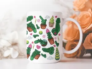 [Sale Up to 50%] Hidden Cactus Penis Mug   11 oz or 15 oz Ceramic Drinkware with Large Handles, Printed in the USA