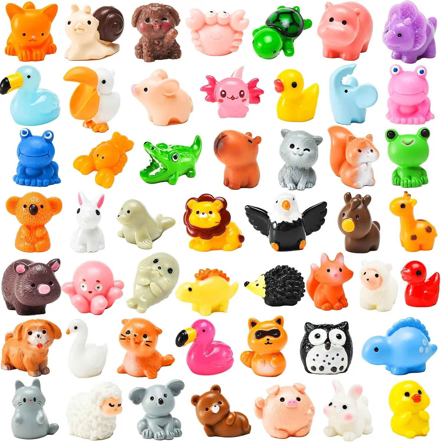 50 Pcs Mini Resin Animal Figurines Bulk – Tiny Miniature Animals for Fairy Garden, Dollhouse, Party Favors & Hide-and-Seek Game