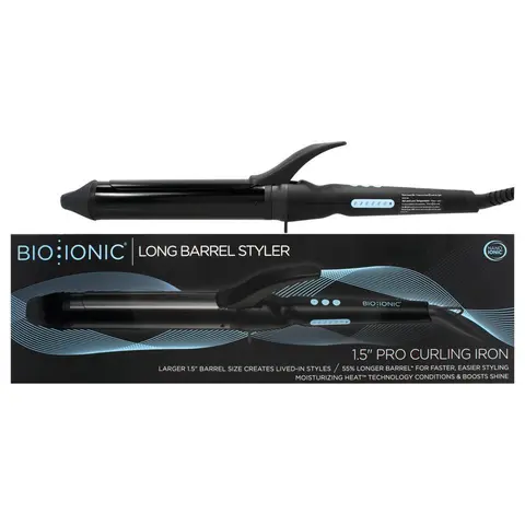 Bio Ionic Long Barrel Styler 1.5 Inch Curling Iron, Black by for Women