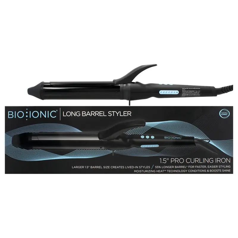 Bio Ionic Long Barrel Styler 1.5 Inch Curling Iron, Black by for Women