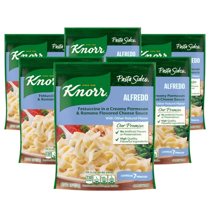 Knorr Pasta Side Dish 6 Count For Delicious Quick Pasta Side Dishes Alfredo Fettuccine No Artificial Flavors or Preservatives 4.4 oz