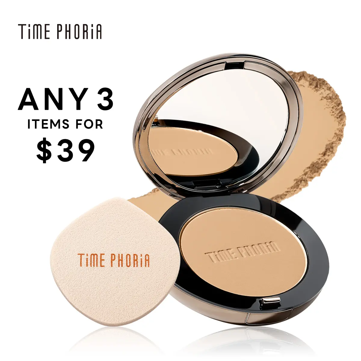 [Any 3 items]TIMEPHORIA Timeless Optima Cover Blur Skin Perfection Powder Foundation - New Launch Two Way Cake Makeup,back to school