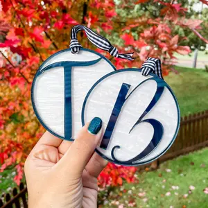 Farmhouse Custom Ornament Shimmer & Gunmetal Mirror | Stocking Tag