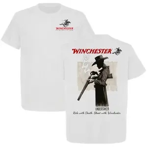Winchester Undertaker T-Shirt – Grim Reaper Cowboy Graphic Tee with Skull and Rifle Artwork, Unique Western Gunman Streetwear for Men, Cool Vintage Top, Perfect Gift Idea for Fans of Dark Art and Cowboy Style