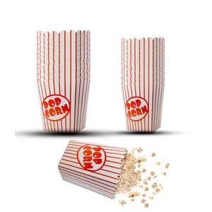 25 Pack Popcorn Boxes Movie Night Popcorn Bags for Party Red and White Popcorn Bags for Popcorn  Snack Box Concession and Carnival Party Supplies, Individual Popcorn Bucket Containers (25)