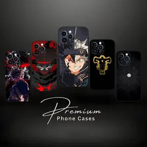 Black C-Clover A-Asta Phone Case For iPhone 17,16,15,14,13,12,11 ,Pro Max,Samsung Galaxy S26 S25 S24 S23 S22 Soft Silicone Black Cover