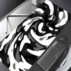 Abstract Black And White Swirl Design Large Gaming Mouse Pad,Aesthetic Desktop Decoration Drotection Pad,Washable Rubber Pad Non-Slip Lock Edge Multi-Size Mouse Pad Suitable For Home Office,Good Gift for Family and Friends,Desktop Accessory