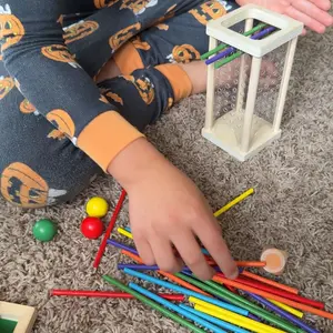 Wooden Stick Game, Colorful Educational Toy for Cognitive Development & Focus Training, Includes Mixed-Color Sticks and Dual-Level Puzzles #TOP PICKS