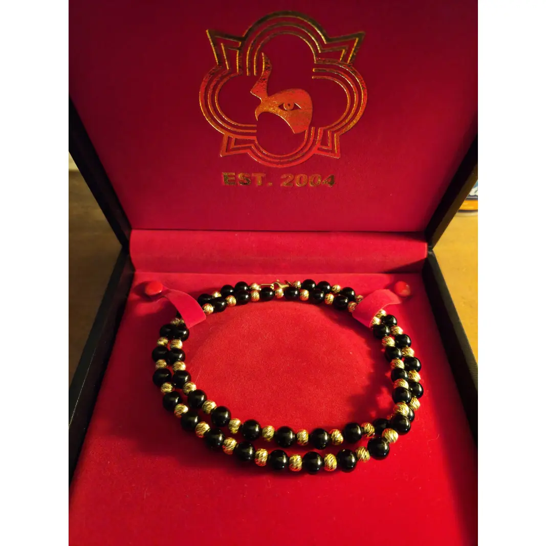 Trax NYC Custom 14k Handmade Gold & Onyx Chain From Albania