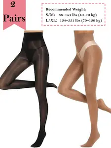 8D Women's Shiny Sheer Tights High Waist Silk Comfort Stockings Oil Shimmery Nylons Pantyhose Silky Spandex Elastic Dressy Legwear Lady