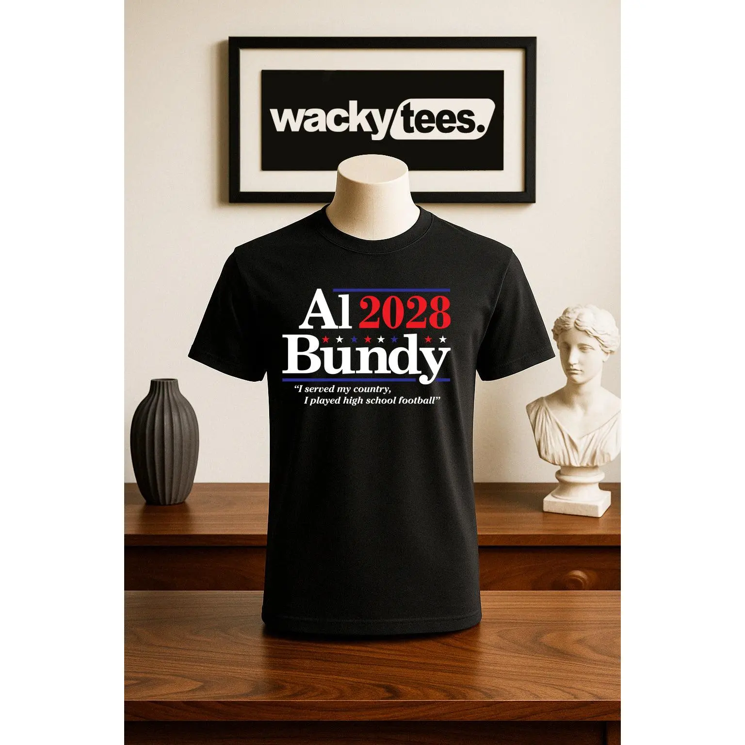 Al Bundy 2028 Campaign Parody Married with Children 80s 90s Graphic Tee Shirt