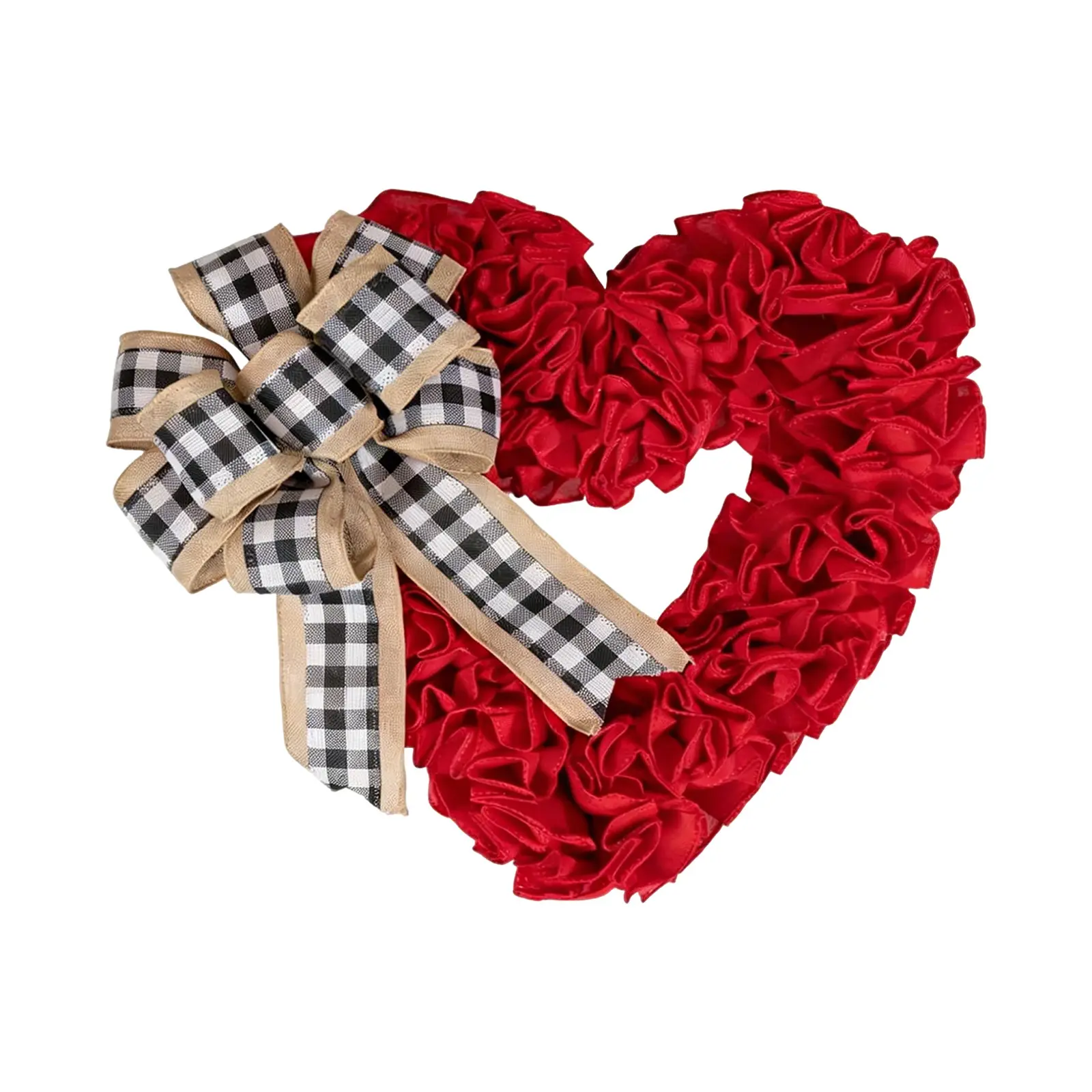 Heart Wreath 35cm Burlap Rose for Valentine Door Window Wall Wedding Decoration Use