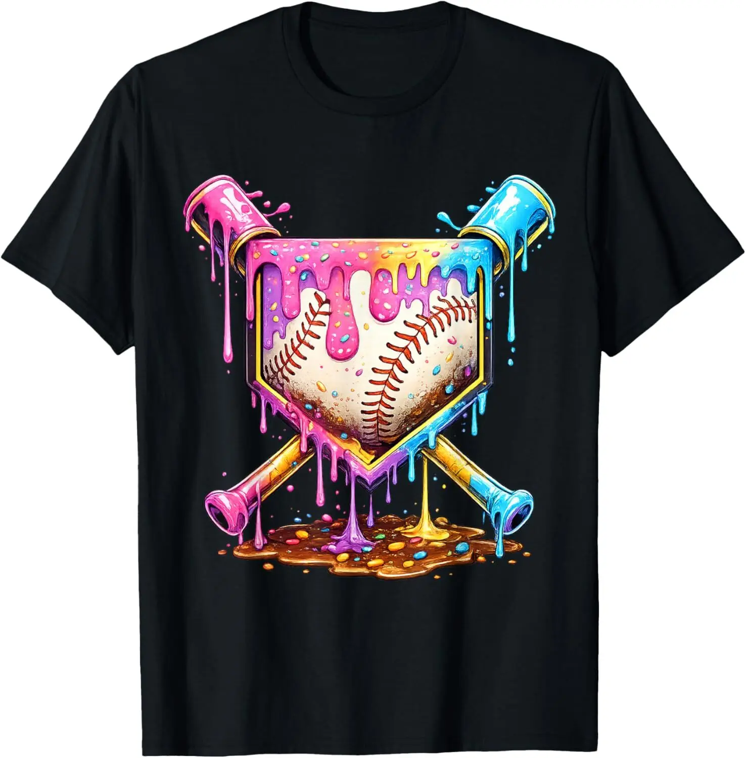 Baseball Drip for Boys Ice Cream Drip Youth Boys Baseball Youth Boys T-Shirt Cotton Fabric