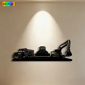 1pc Construction Vehicle Metal Wall Art, Bold Construction Vehicle Statue Mural, Ideal Gift for New Year, Fathers Day, Construction Decor Enthusiasts, Powder-Coated Metal Wall Decor , Perfect for Garage Wall & Backyard Fence, Unique Industrial Home Decor