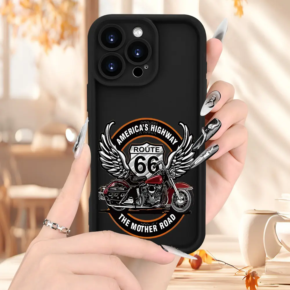 Heavy-Duty American Retro Cruiser Motorcycle Pattern Anti-Drop Phone Case for iPhone 17 Air/16 Plus/15 Pro Max/14 Pro/13/12/11/XS Max/X - Smartphone, Cellphone, Handheld Device Protection - Ideal Gift for Motorcycle Enthusiasts TY257