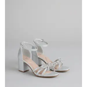 Starlit Glam Rhinestone Bow Glitter Block Heels