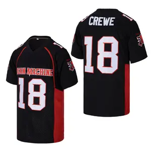 Men's #18 Retro Football Jersey, Black & Red Two-Tone, Breathable Mesh Sports Uniform for Game Day & Streetwear