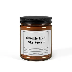 Funny Meme Candle – “Smells Like Six Seven” – Minimalist 67 Soy Candle for Trend Lovers & Aesthetic Home Decor, Funny Gag Gift for Son or Daughter, Slang Gifts Tweens, 6-7 Birthday Trendy Decor