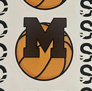 Liene Pixcut S1 Maroon Basketball Stickers - 4 Per Sheet, 1.5x1.5 Inches, Waterproof