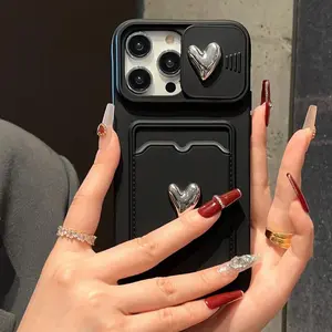 Heart Pattern Phone Case with Lens Protector, Fashion Shockproof Phone Cover, Phone Accessories Compatible with iPhone 11 12 13 14 15 16