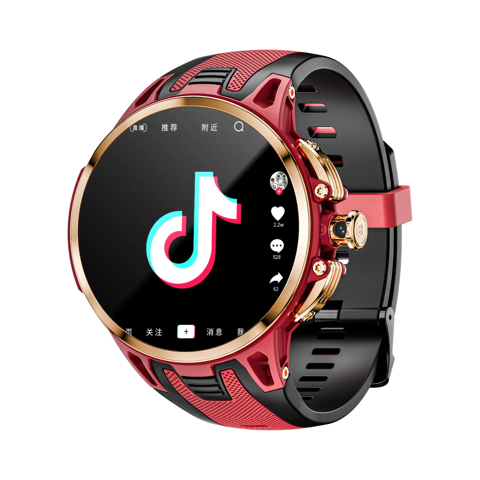 LOKMAT 4G Multifunctional Fitness Tracker Touch Screen Wearable Wristwatch - 1.75in AMOLED Display, Rotatable Digital Camera, WiFi, Artificial Leather Band, Built-in Memory, Hot TikTok Foreign Trade Version, Not Water Resistant, Health Trackers