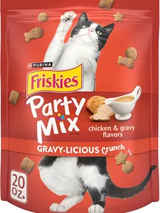 Cat Treats, Party Mix Gravy-licious Crunch Chicken and Gravy Flavors - 20 oz. Pouch