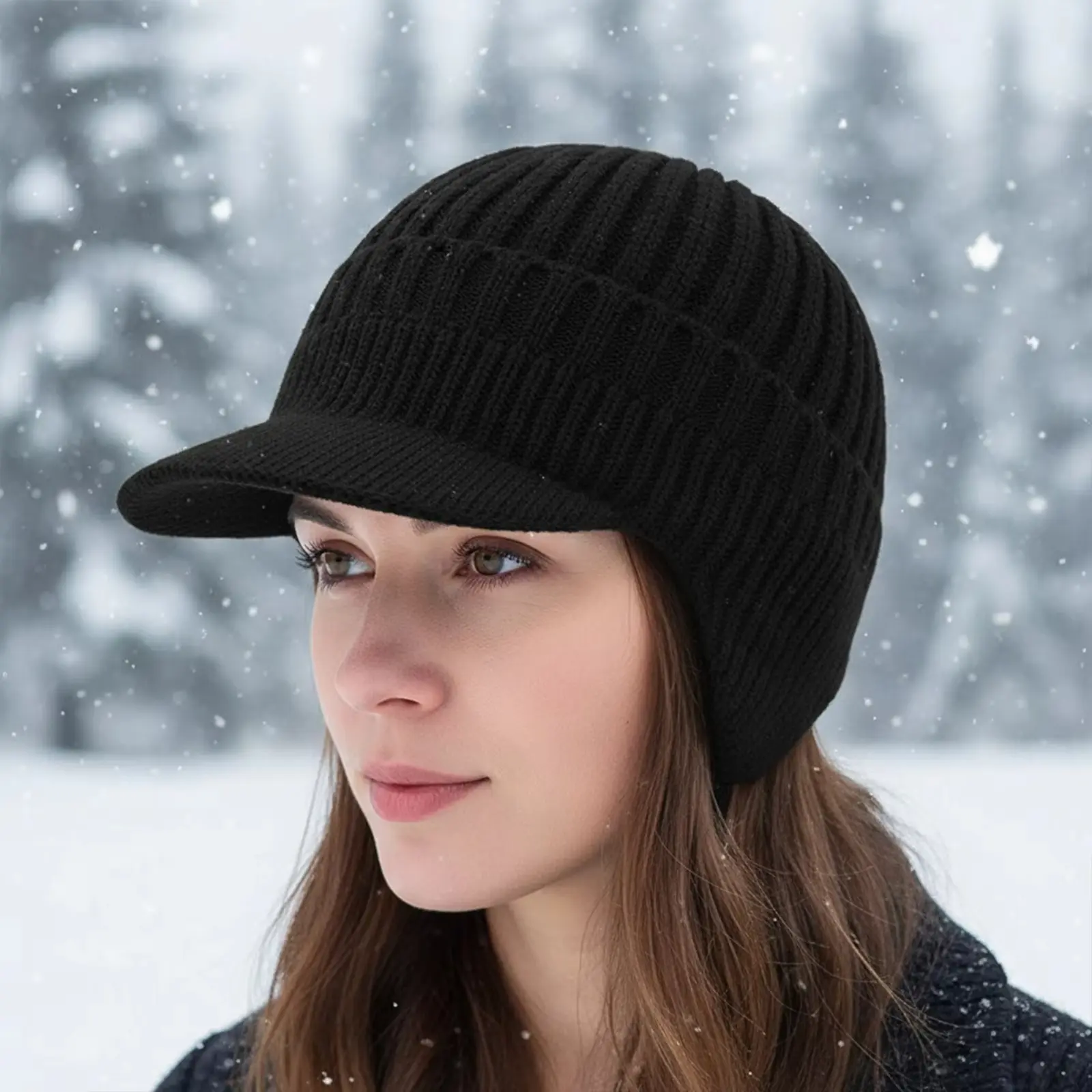 Winter Men Hat Outdoor Ear Protection Warm Thick Bicycle Cap Knitted Visors Windproof Baseball for Cold Weather Gifts Hiking Hat Sunscreen Leisure Hat Quality Caps Running Cap
