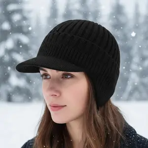 Winter Men Hat Outdoor Ear Protection Warm Thick Bicycle Cap Knitted Visors Windproof Baseball for Cold Weather Gifts Hiking Hat