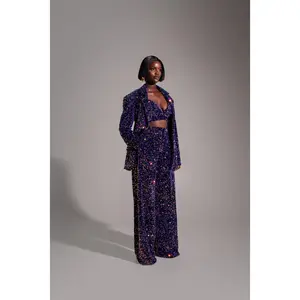Liza Sequin Bra Top In Tanzanite