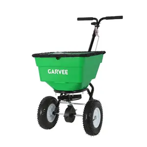 [FLASH SALE] Garvee 21 Gal Push Broadcast Spreader, Heavy-Duty Walk-Behind Lawn & Garden Spreader with 12 ft Coverage, 13" All-Terrain Wheels & Adjustable Flow Control for Seed, Fertilizer, Salt & Ice Melt, Green/Black