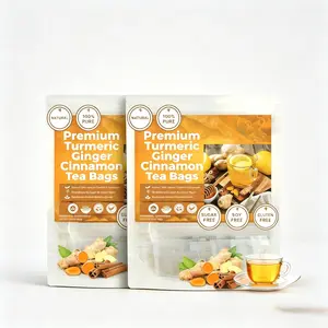 Premium Turmeric Ginger Cinnamon Tea 60x2 Bags Herbal Drink for Digestion & Relaxation Sugar Free Vegan Blend Natural Beverage