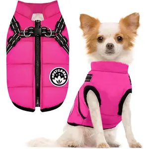 Winter Dog Coat with Harness Built in Waterproof Dog Jackets Warm Pet Fleece Vest Windproof Snow Jacket Snowsuit Reflective Cold Weather Coats for Puppy Small Medium Large Dogs Cats