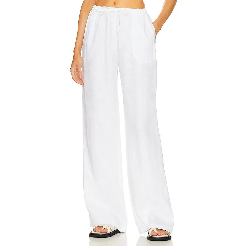 AEXAE Linen Drawstring Trouser in White