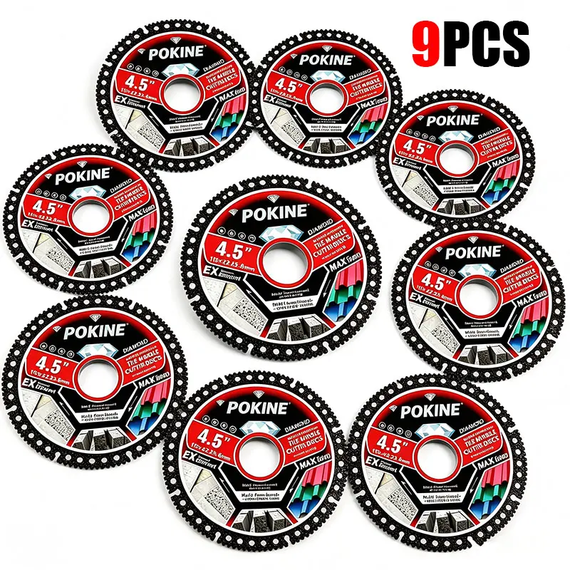 3/6/9PCS 4.5" Diamond Tile Cutting Blade – Ultra-Thin Angle Grinder Disc for Ceramic Tile, Porcelain, Marble, Granite & Stone, Smooth Dry Cutting Tool for Masonry & Construction SummerVibes