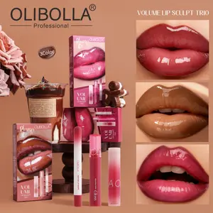 OLIBOLLA 3-Color Lip Makeup Set – Matte Lip Liner + Glossy Lip Lacquer + Creamy Lipstick Waterproof Long-Lasting | Travel Essential All-in-One Easy Application Perfect Lip Combo Smooth Compact lip plumper gloss lip gloss lip stain Makeup