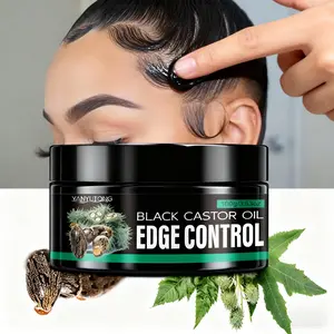 100g Black Castor Oil Edge Control Styling Strong Hold Gel, Long-Lasting Hold, Non-Greasy, Natural Fresh Scent, Infused with Rosemary, Coconut Oil & Argan Oil Extracts, Hydrating & Smoothing