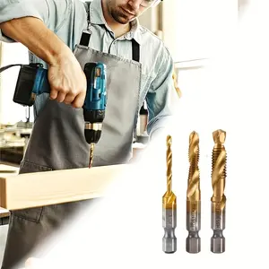 Heavy-duty drill bit and tap combination set, hexagonal shank, high-speed metric thread M3 M6 M8 tap combination set, durable precision threading tool, high-speed steel drill bit, suitable for efficient tapping