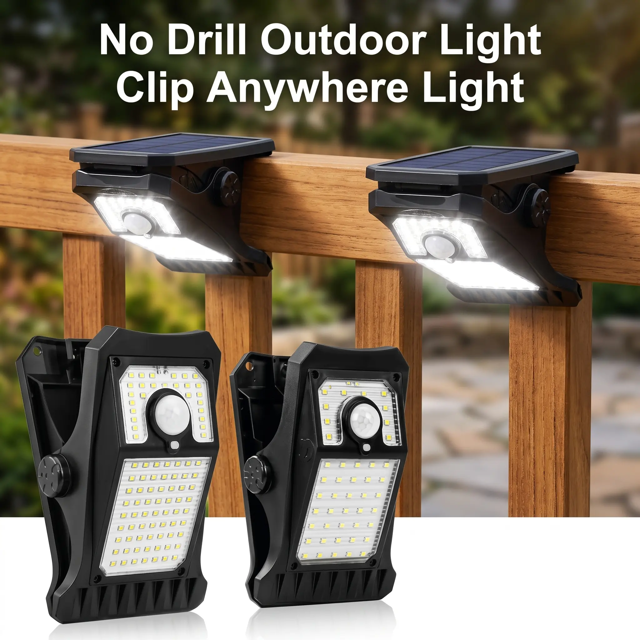 Solar Outdoor Clip Wall LED Lamps - 45/90 LEDs, Motion Sensor, 3 Modes, IP65 Waterproof, 1/2-Pack, Wireless Easy Installation for Garden, Fence, Led Lamps Outdoor
