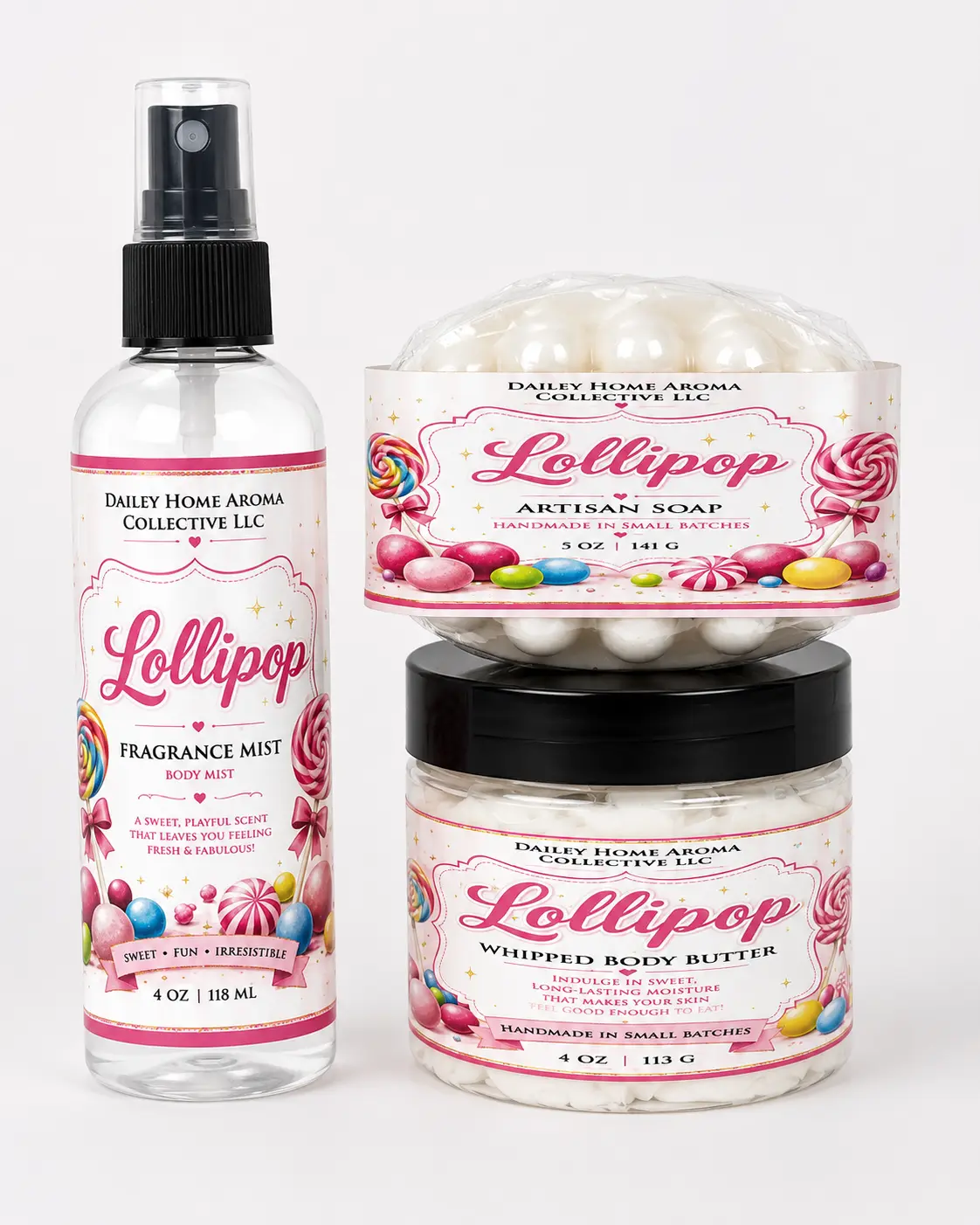 Lollipop Ritual Set Body Butter, Fragrance Mist & Artisan Soap Gift Set