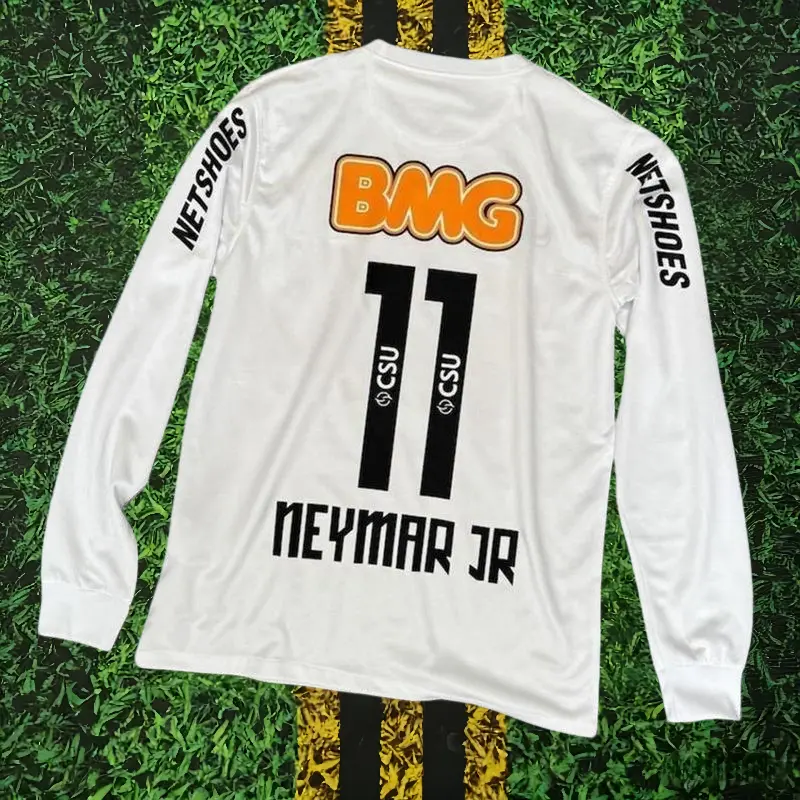 12 13 Home Retro No.11 Neymar Long sleeved Soccer Jersey