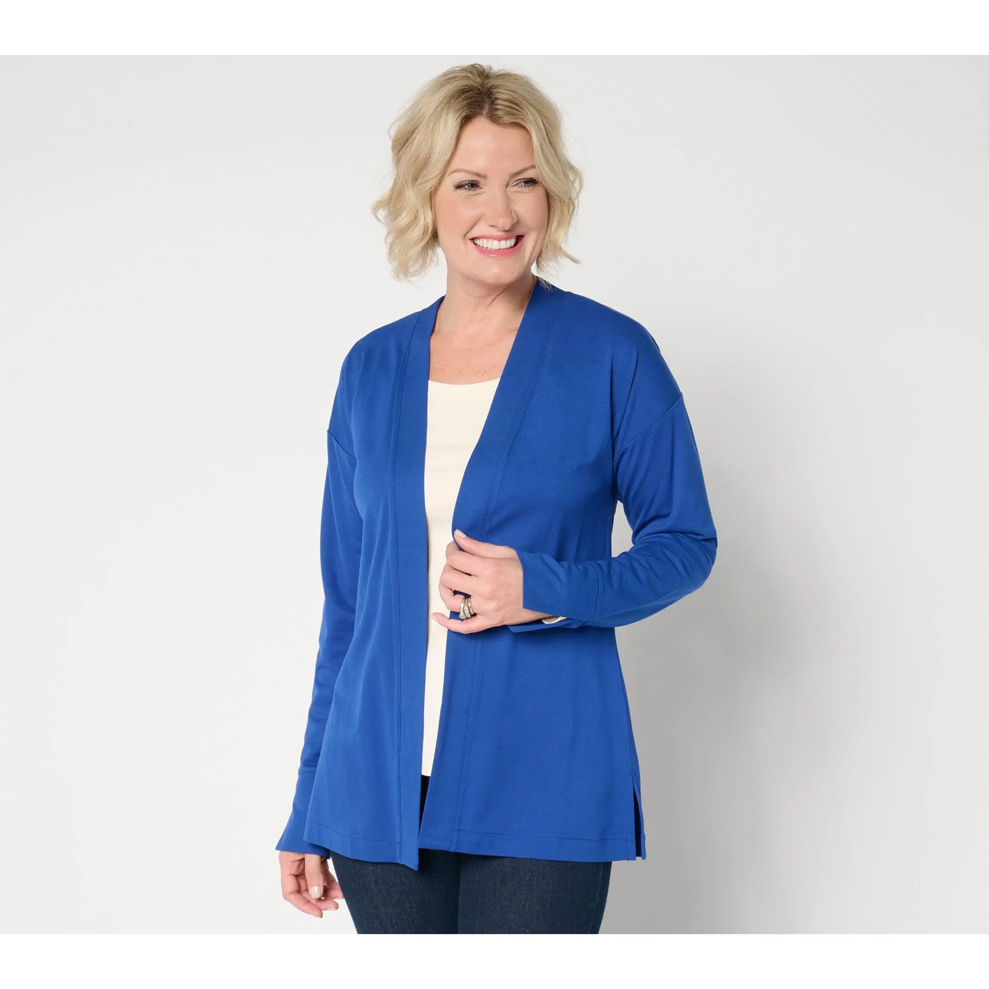 Isaac Mizrahi Live! Regular Go To Knit Open Front Cardigan