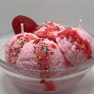 Strawberry ice cream candle