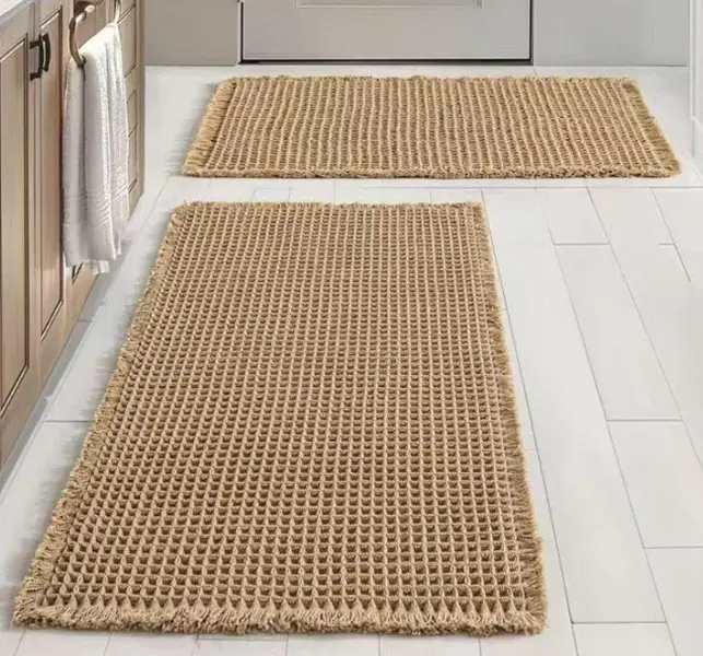 Grid Design Non - Slip Bath Mat Rug, Super Absorbent Bathroom Rug , Soft Waffle Shower Floor Mat , Machine Washable BathRug for Bathroom & Bedroom , Practical Gift for Home Decor Lovers